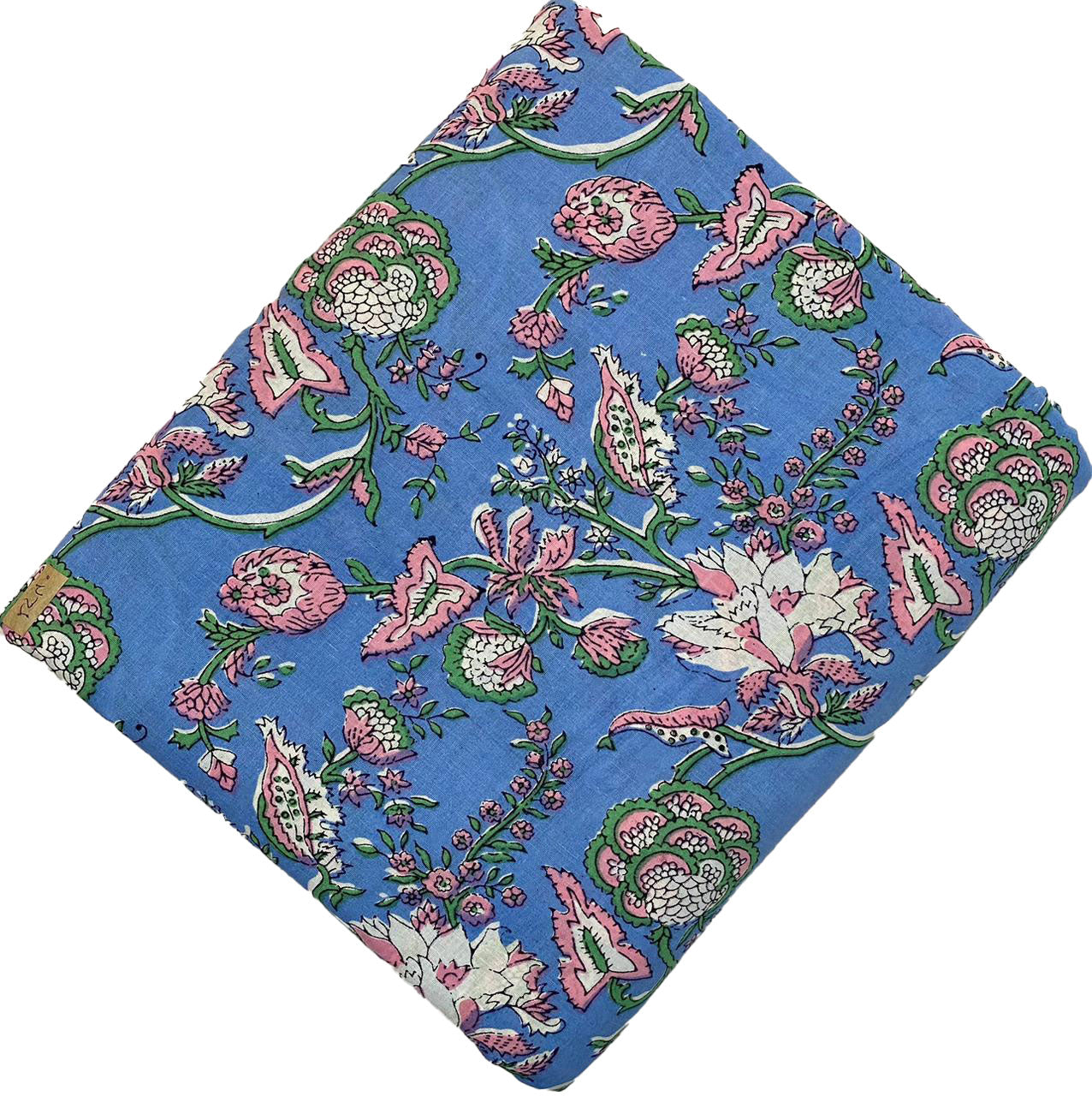 Block Print 104 - Cornflower & Ivory Flowers