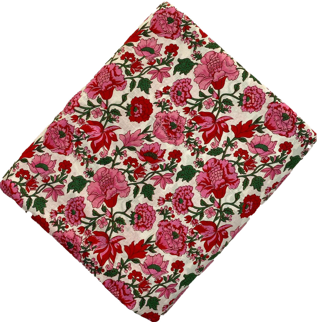 Block Print 106 - Ivory & Raspberry Peony