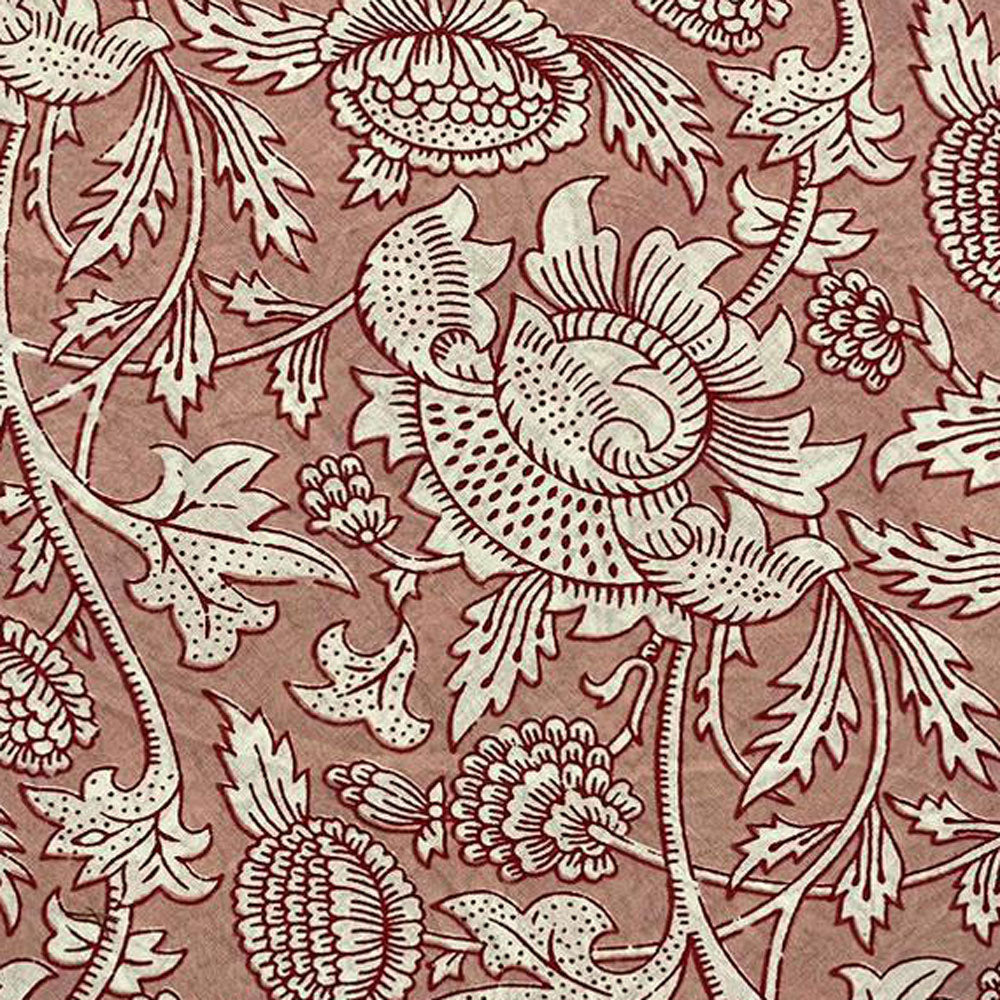 Block Print 108 - Dusty Rose and White Flower