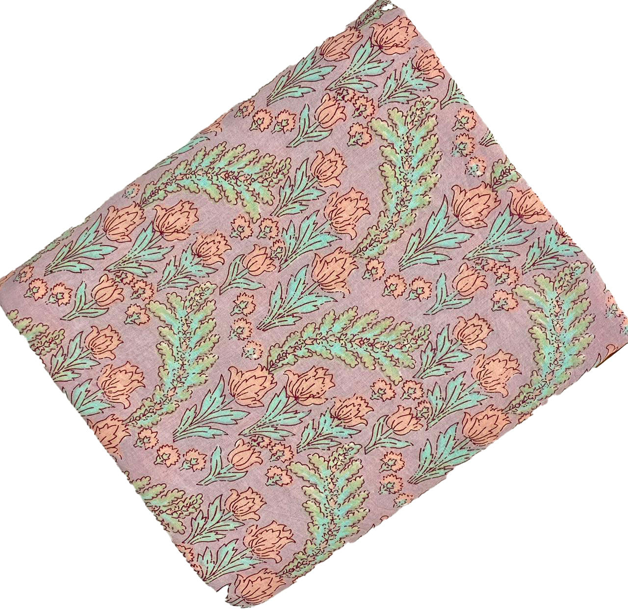 Block Print 111 - Dusty Rose and Peach Flower
