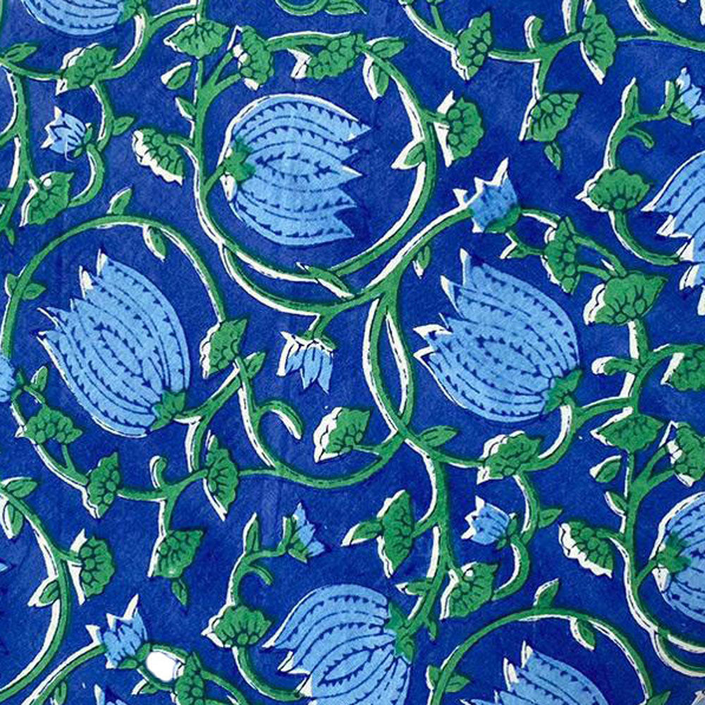 Block Print 114 - Blue & Blue Floral