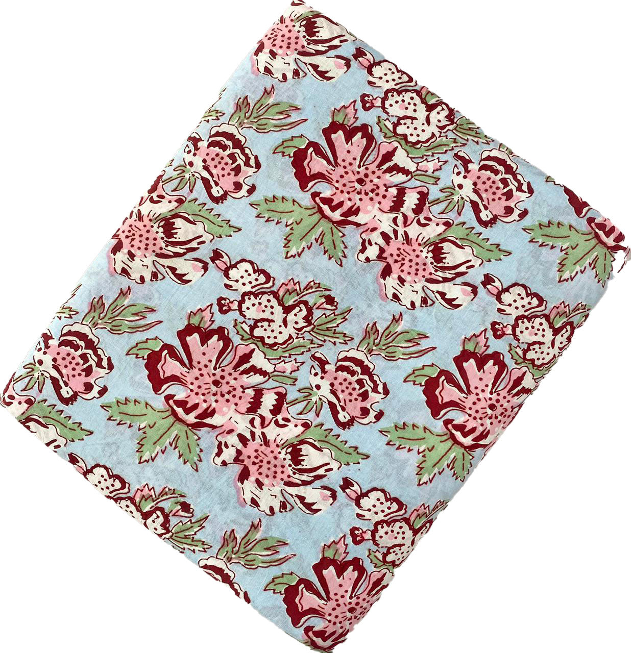 Block Print 116 - Baby Blue & Rose Floral
