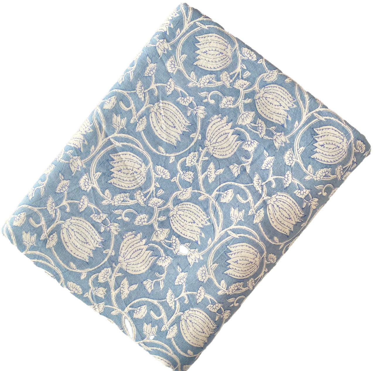 Block Print 117 - Frosted Blue and White Floral