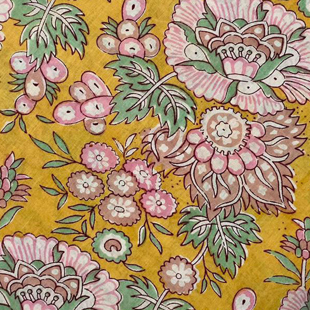 Block Print 121 - Mustard & Pink Floral