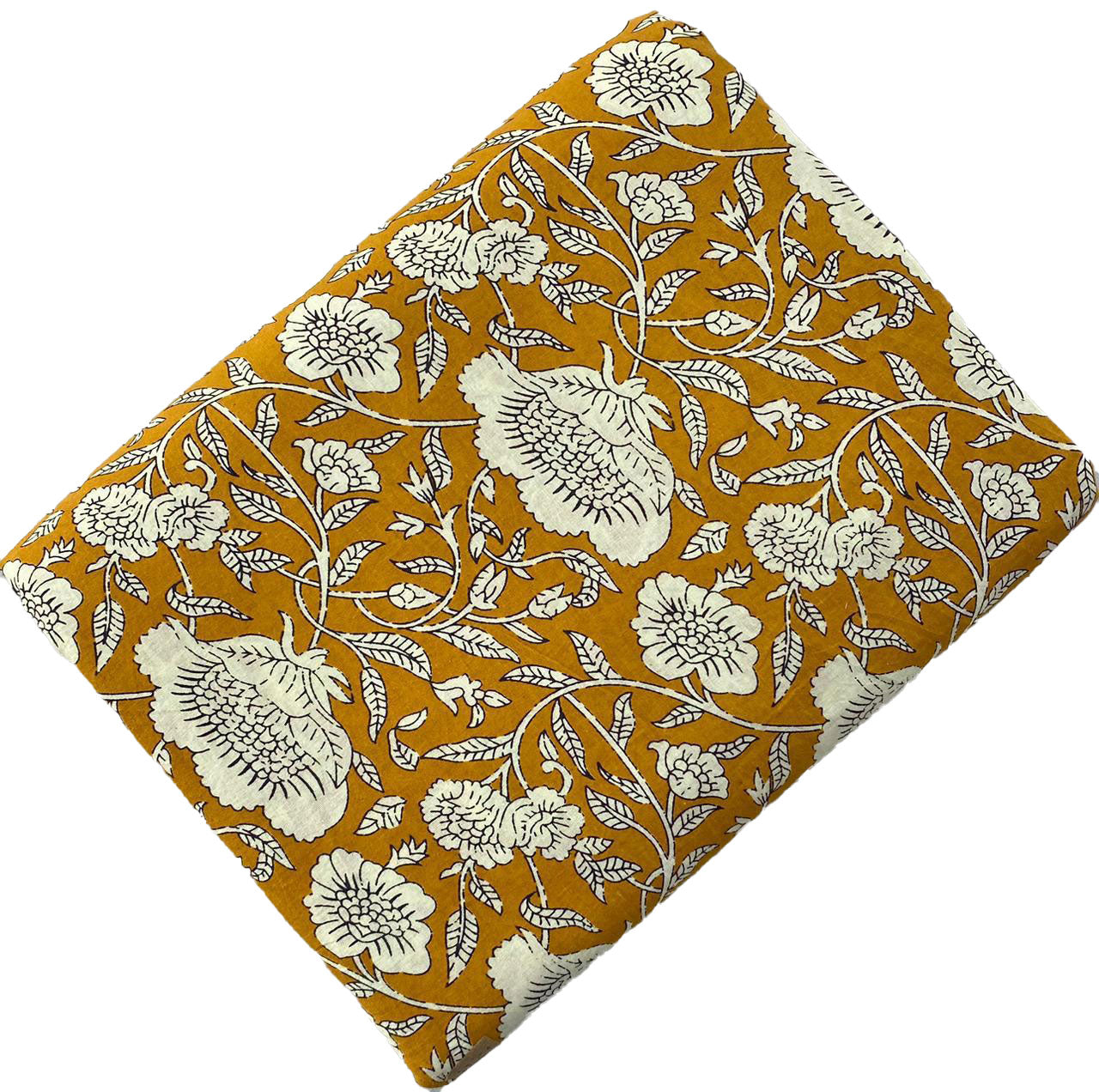 Block Print 132 - Mustard & Ivory Ink Flower