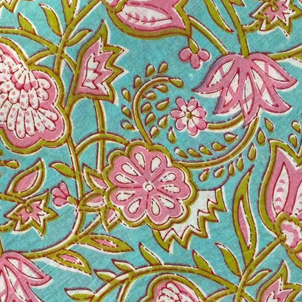 Block Print 136 - Frosted Green & Rose Floral