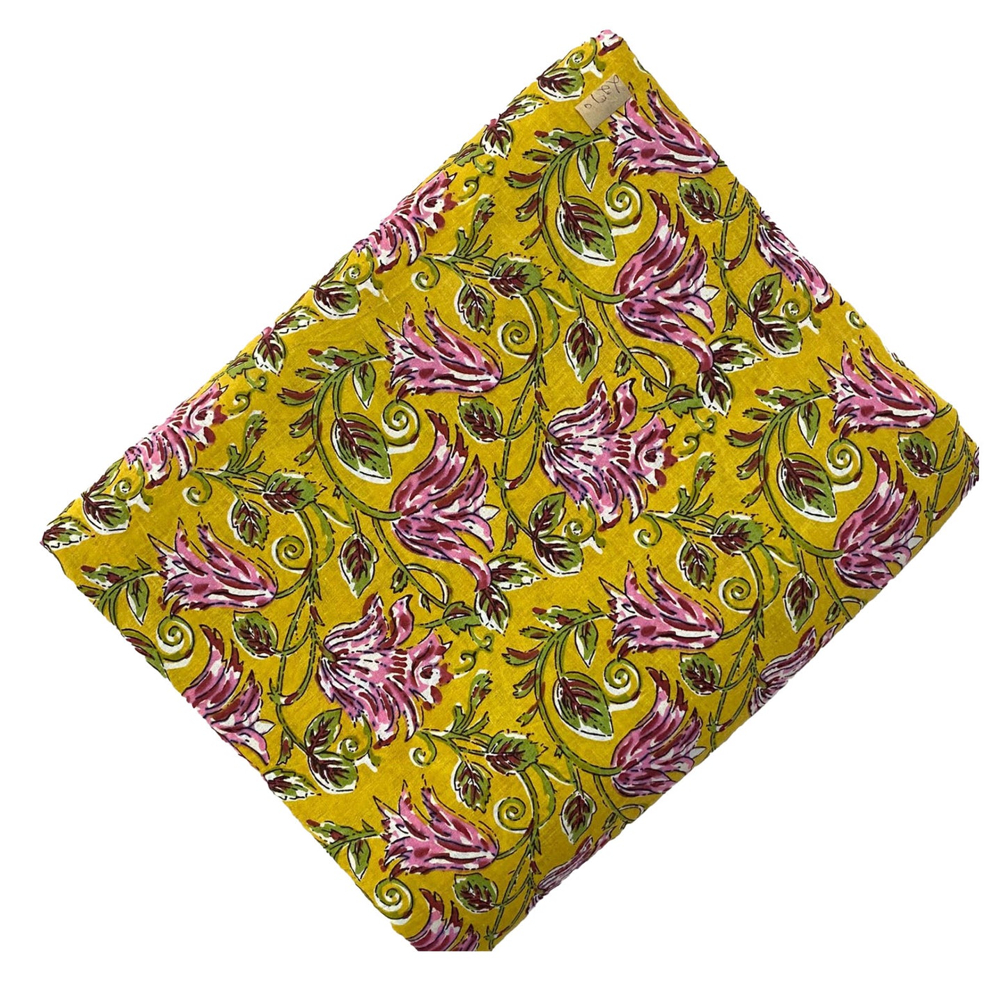 Block Print 144 - Mustard & Raspberry Waving Flower
