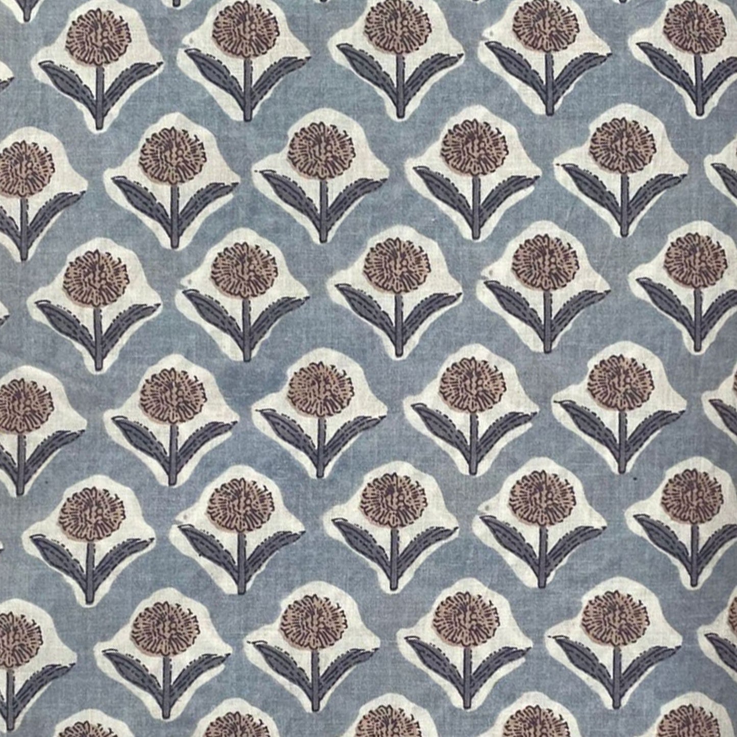 Block Print 145 - Frosted Grey Floral Icon