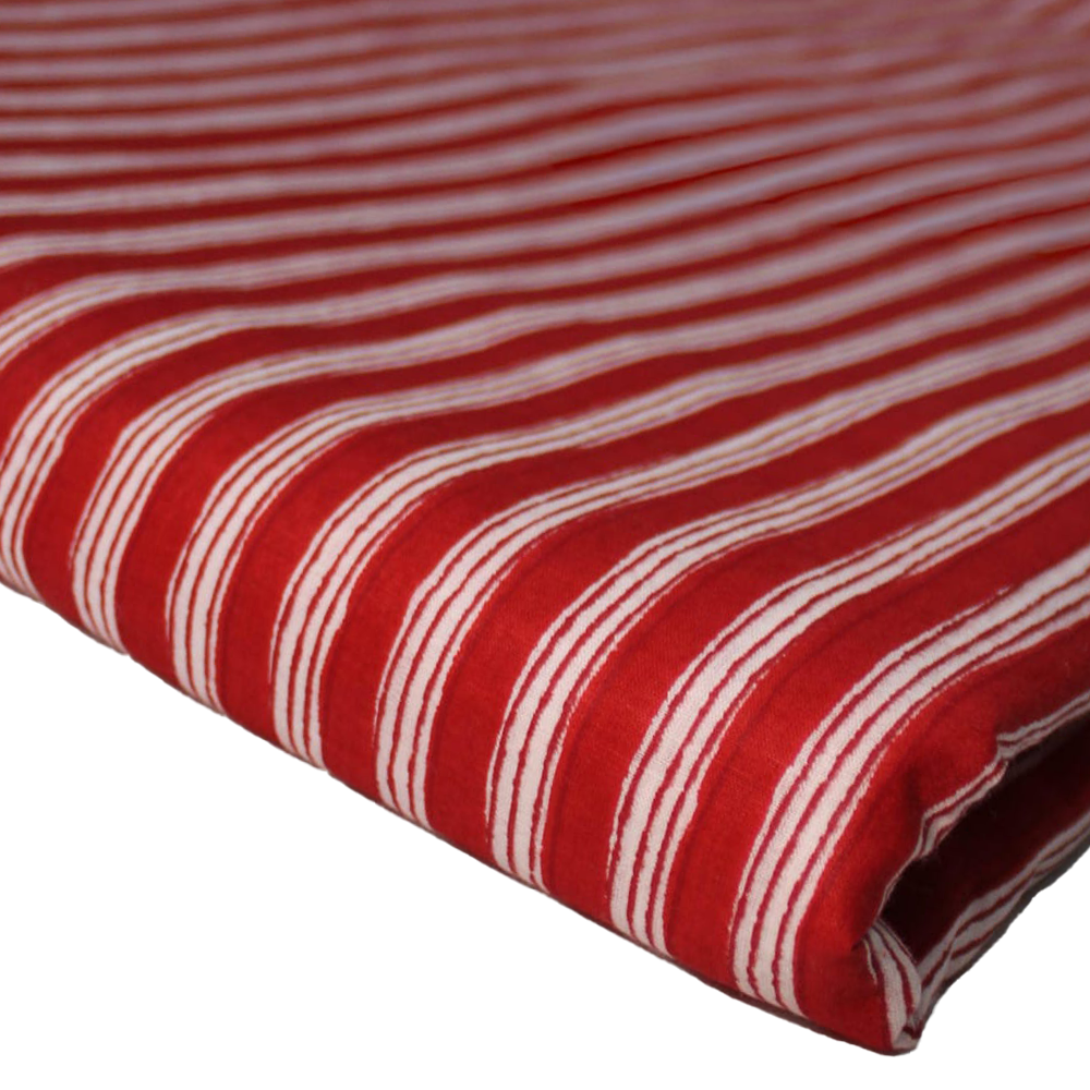 Block Printed Stripe Red