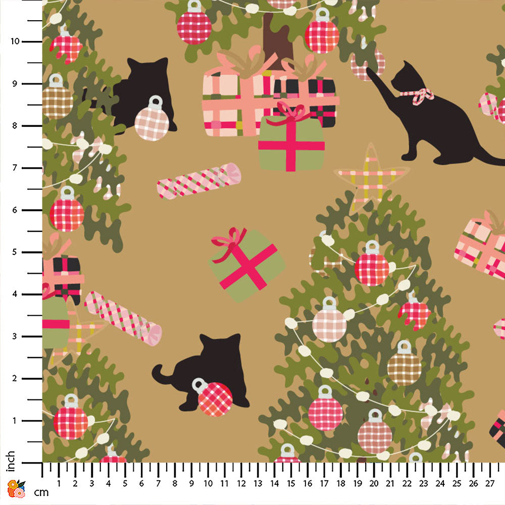 Cat and The Christmas Tree Gold
