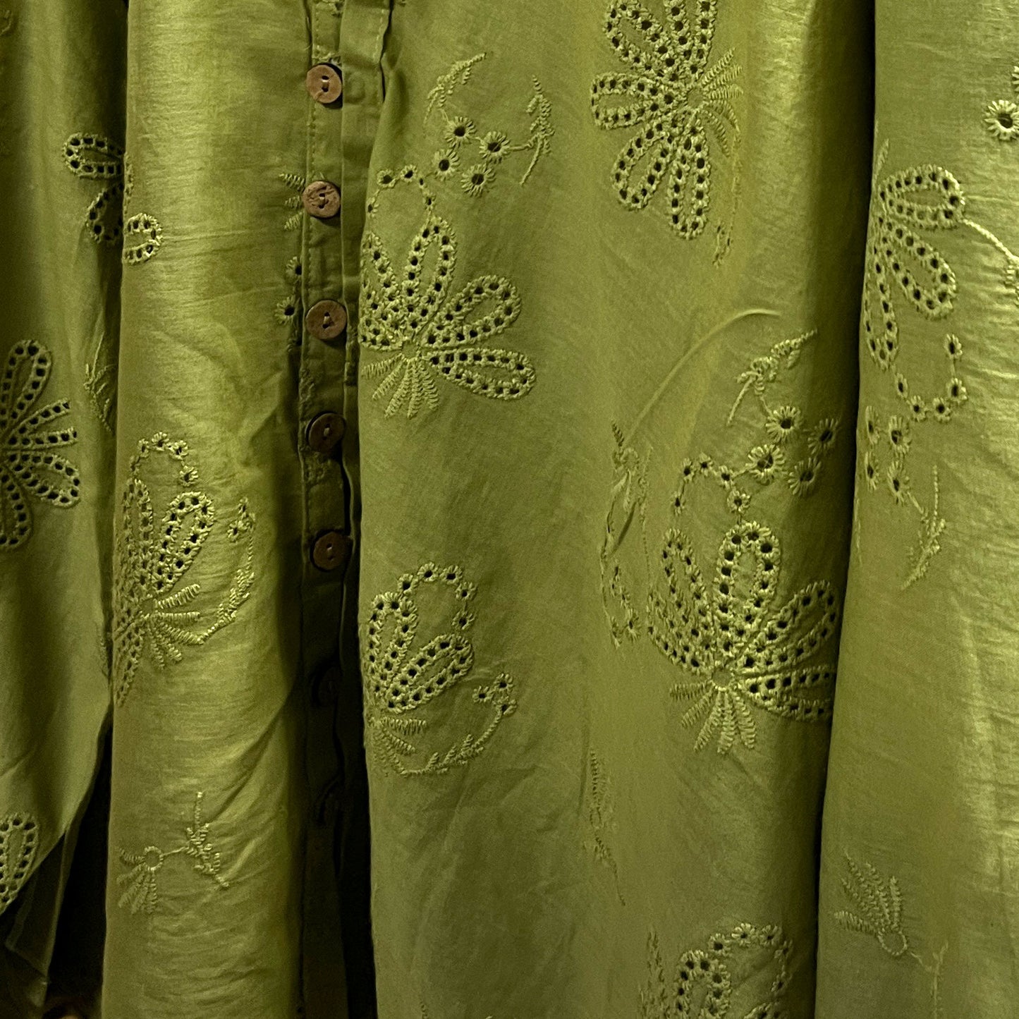 Clementine Embroidered Cotton Peridot
