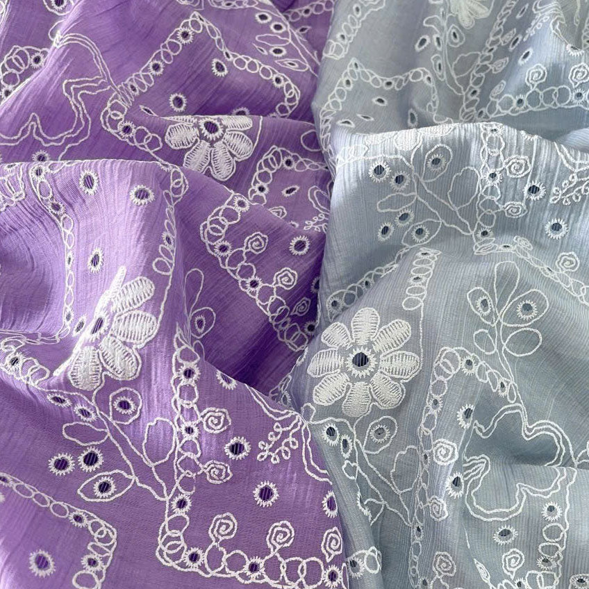 Flower Box Embroidered Cotton Clematis