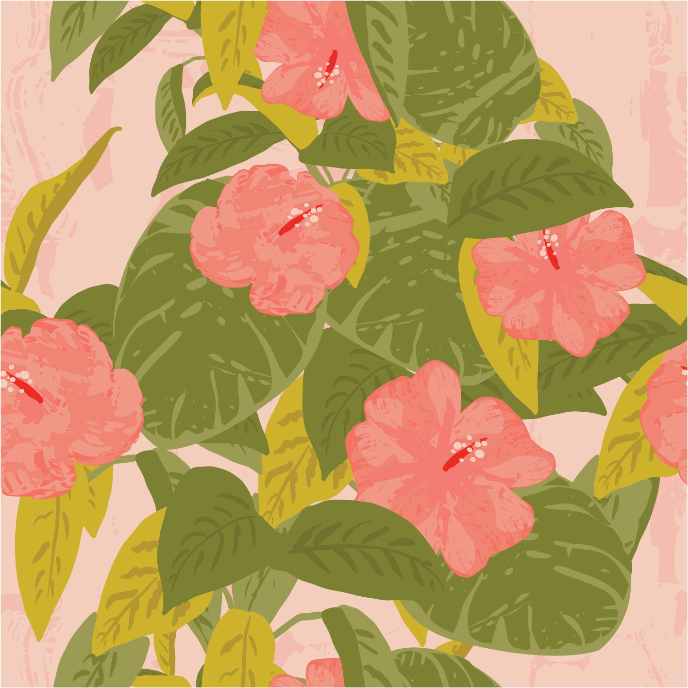 Graphic Hibiscus Melon
