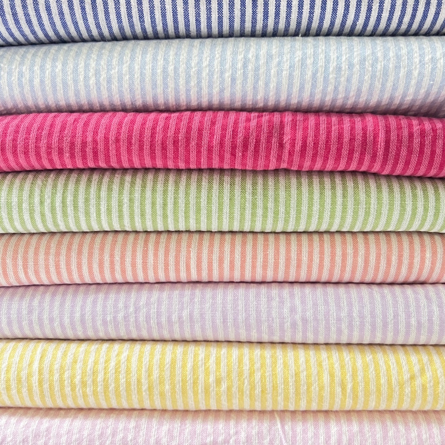 Cotton Seersucker Mini Stripe Natural