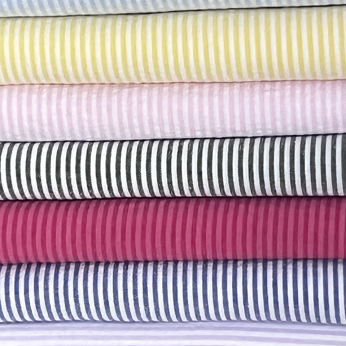Cotton Seersucker Mini Stripe Charcoal