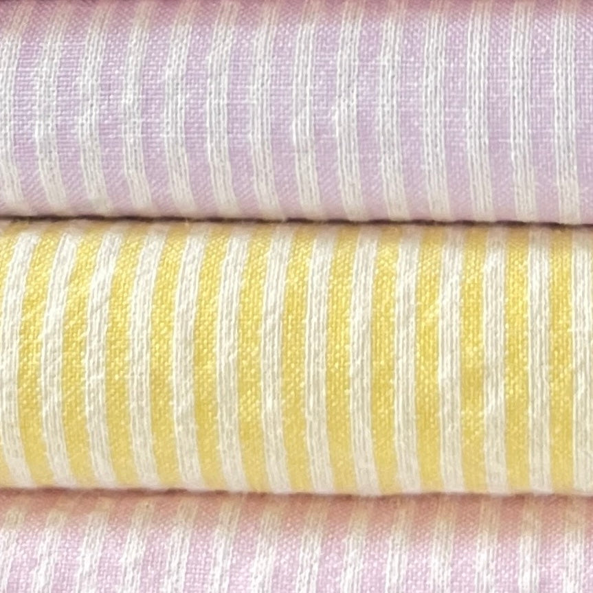 Cotton Seersucker Mini Stripe - Lemon