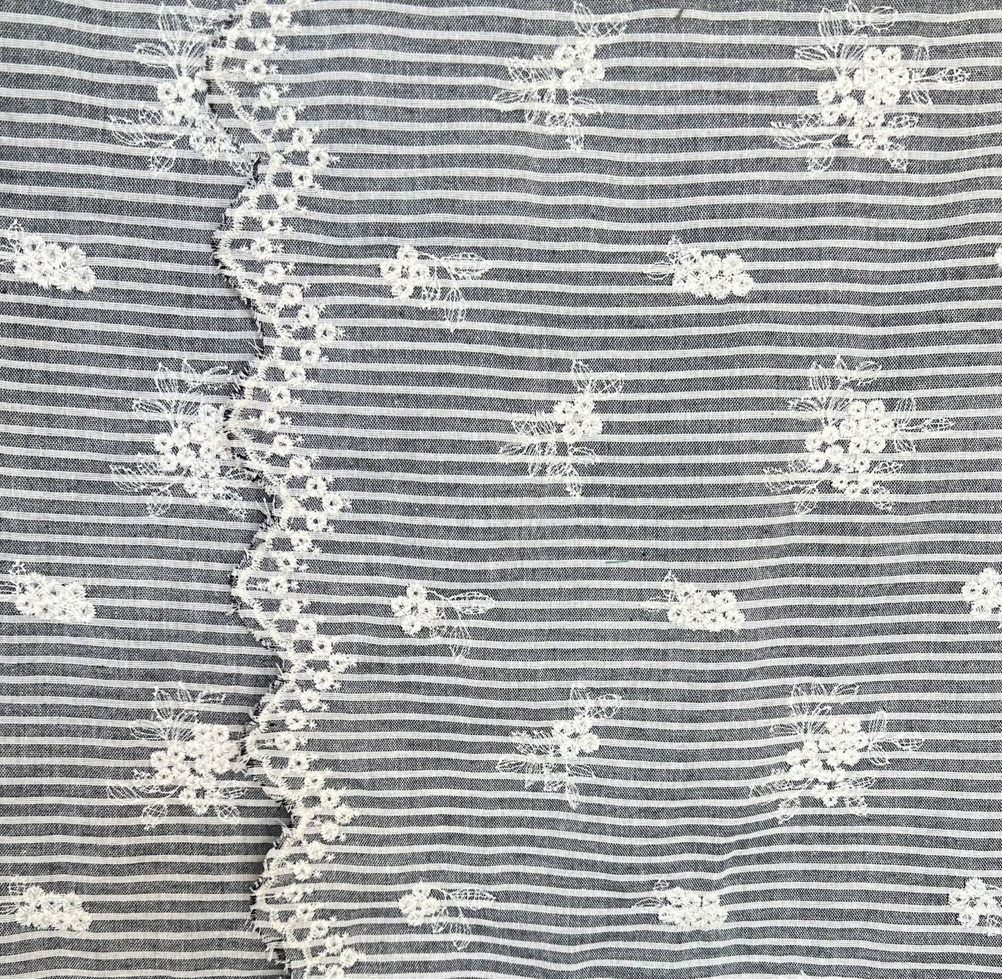 Madeleine Striped Embroidered Cotton Charcoal