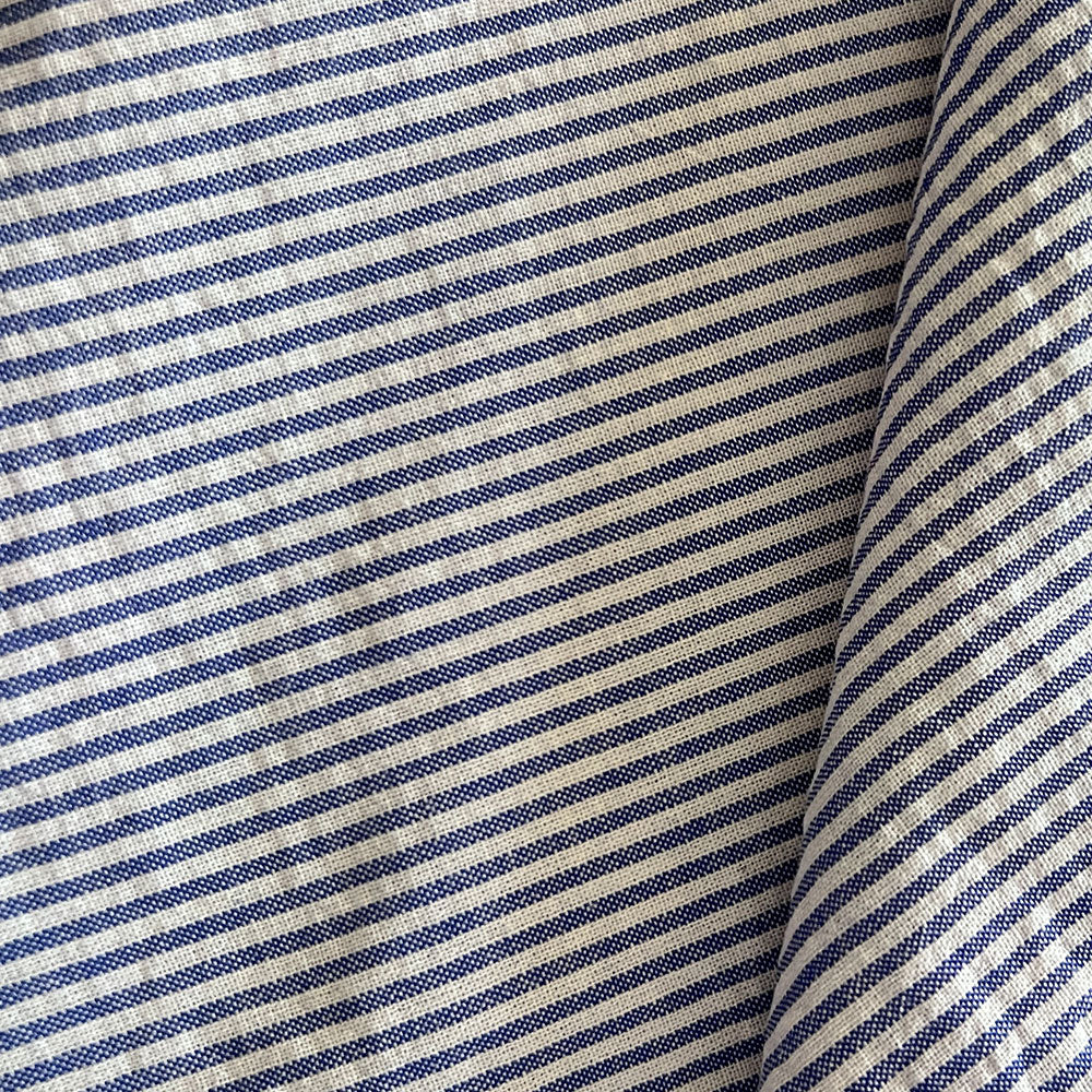 Cotton Seersucker Mini Stripe Denim