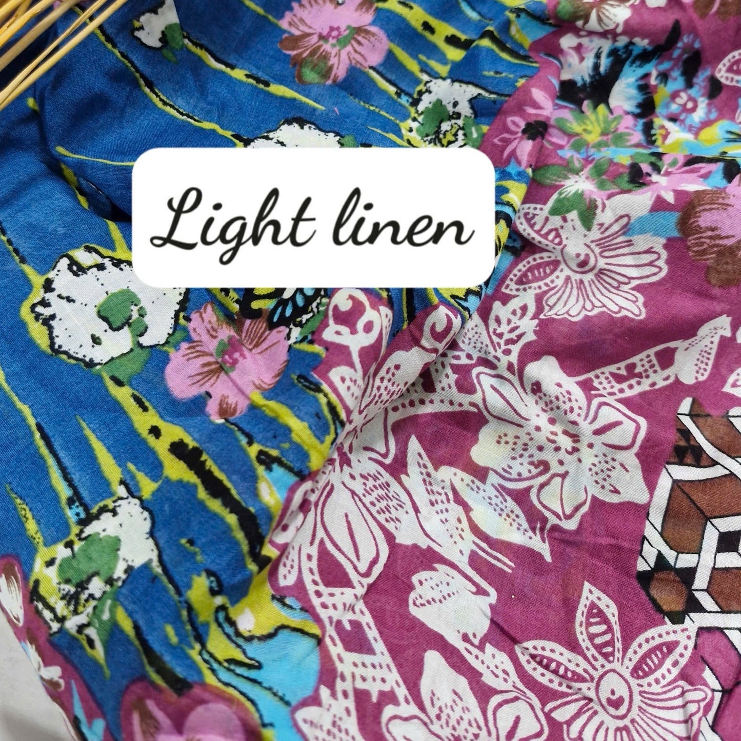 Pretty Blue Border Lightweight Linen