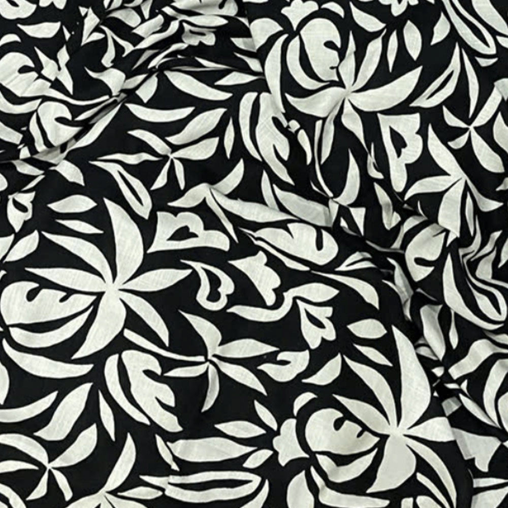 Leafy Noir Lightweight Linen