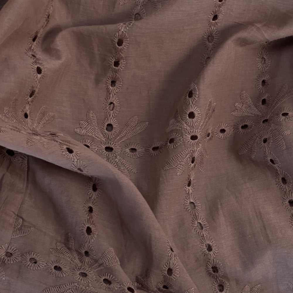 Subway Embroidered Cotton Chocolate