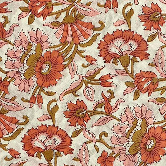 Block Print 103 - Ivory & Tawny Peach