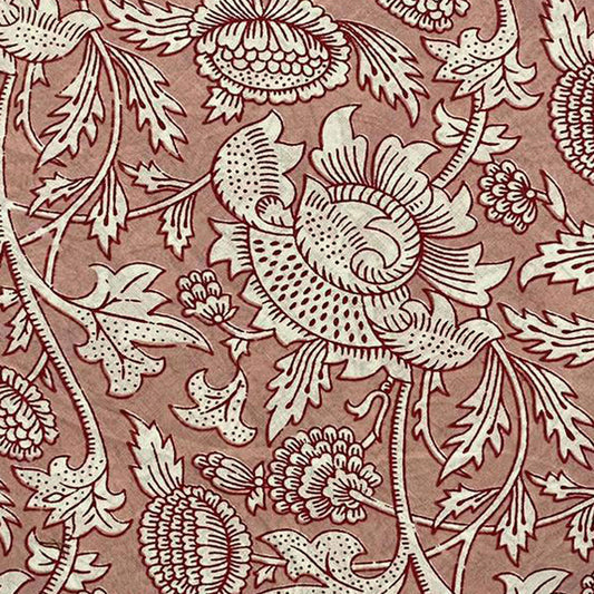 Block Print 108 - Dusty Rose and White Flower