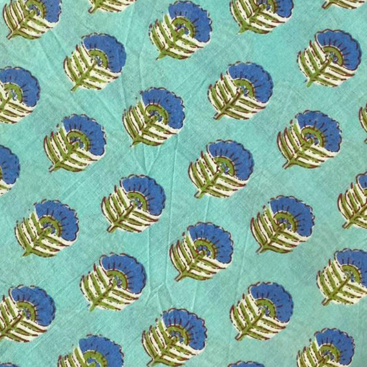 Block Print 113 - Frosted Mint & Blue Flower Icon