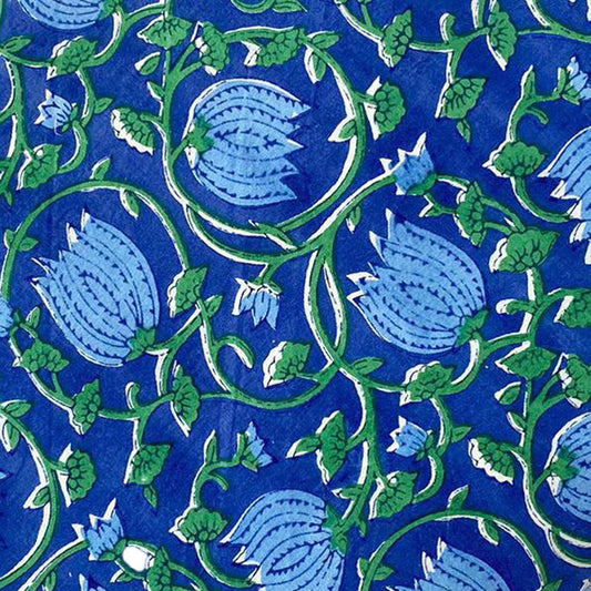 Block Print 114 - Blue & Blue Floral