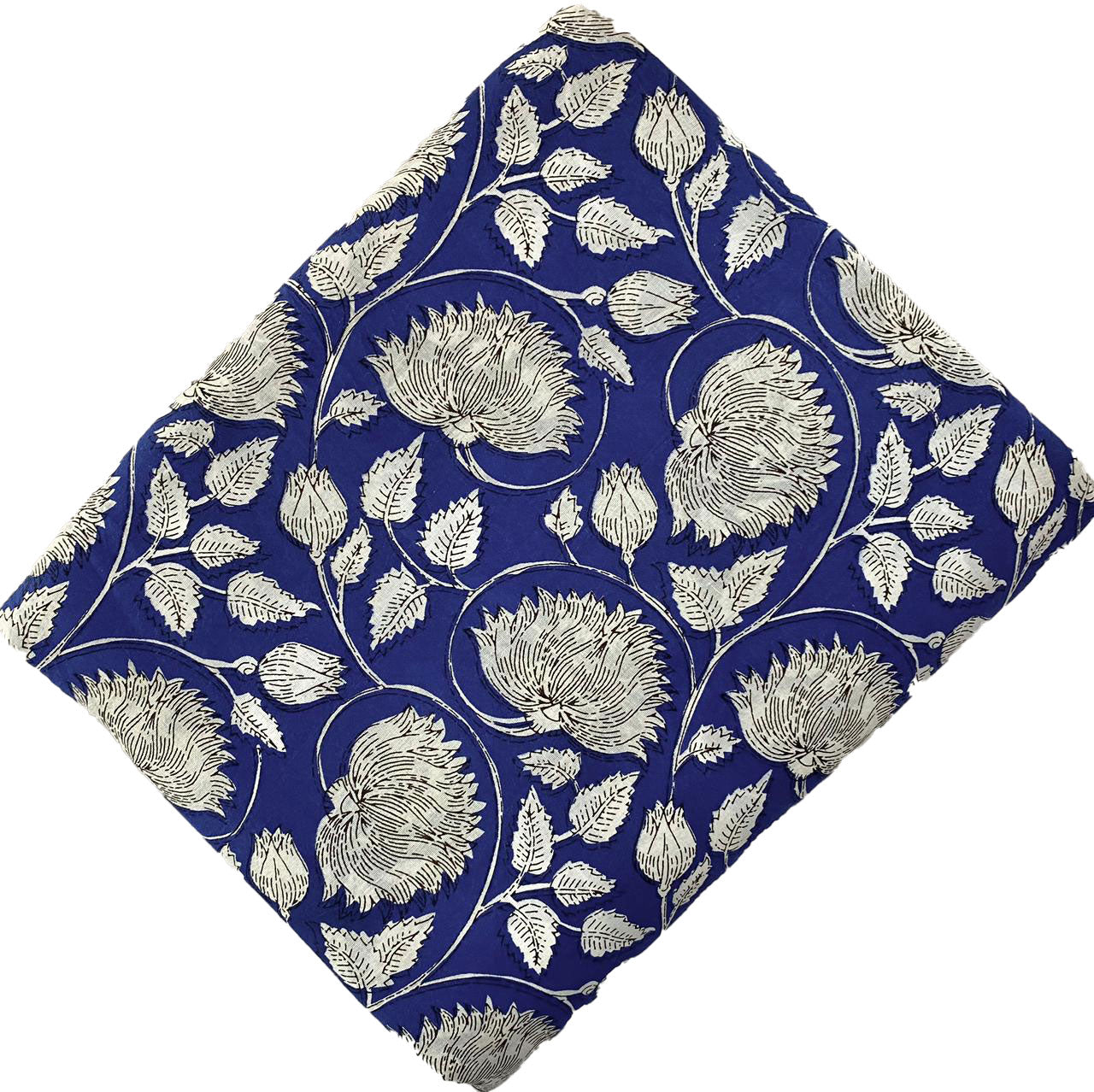 Block Print 115 - Deep Royal and Ivory Flower