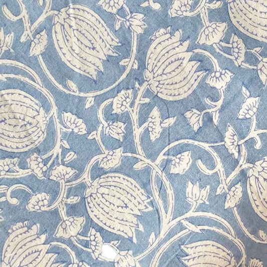 Block Print 117 - Frosted Blue and White Floral