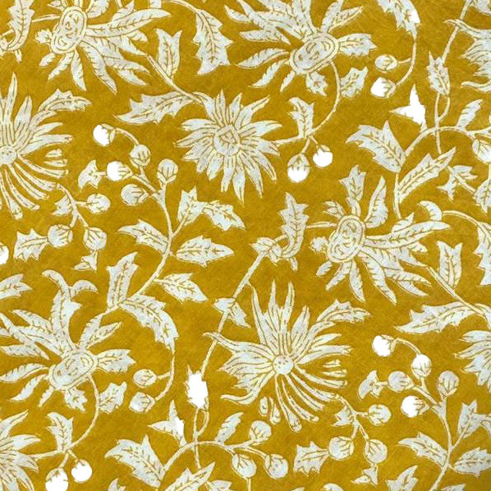 Block Print 127 - Mustard and White Flower