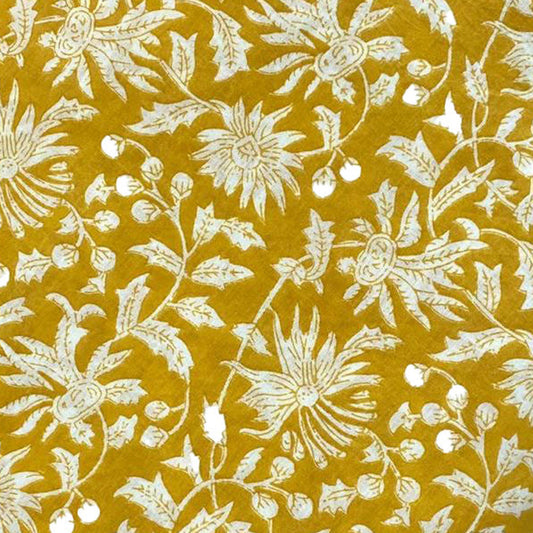 Block Print 127 - Mustard and White Flower