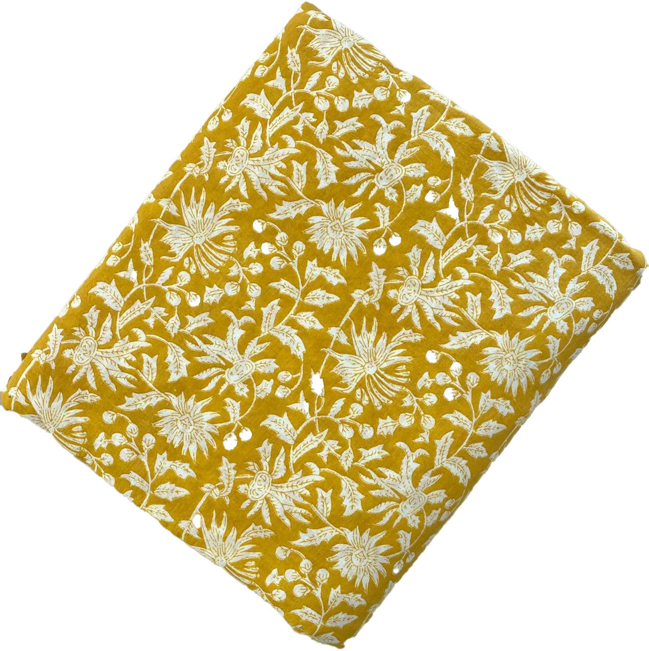 Block Print 127 - Mustard and White Flower