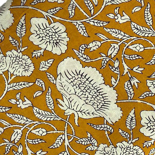 Block Print 132 - Mustard & Ivory Ink Flower