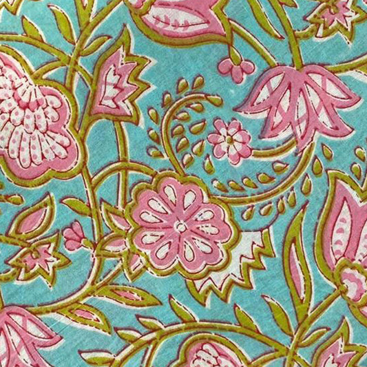 Block Print 136 - Frosted Green & Rose Floral
