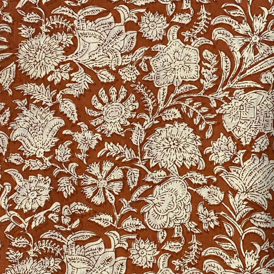 Block Print 143 - Rust & Ivory Kin Botanical