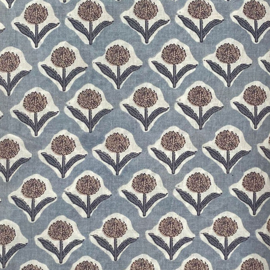 Block Print 145 - Frosted Grey Floral Icon