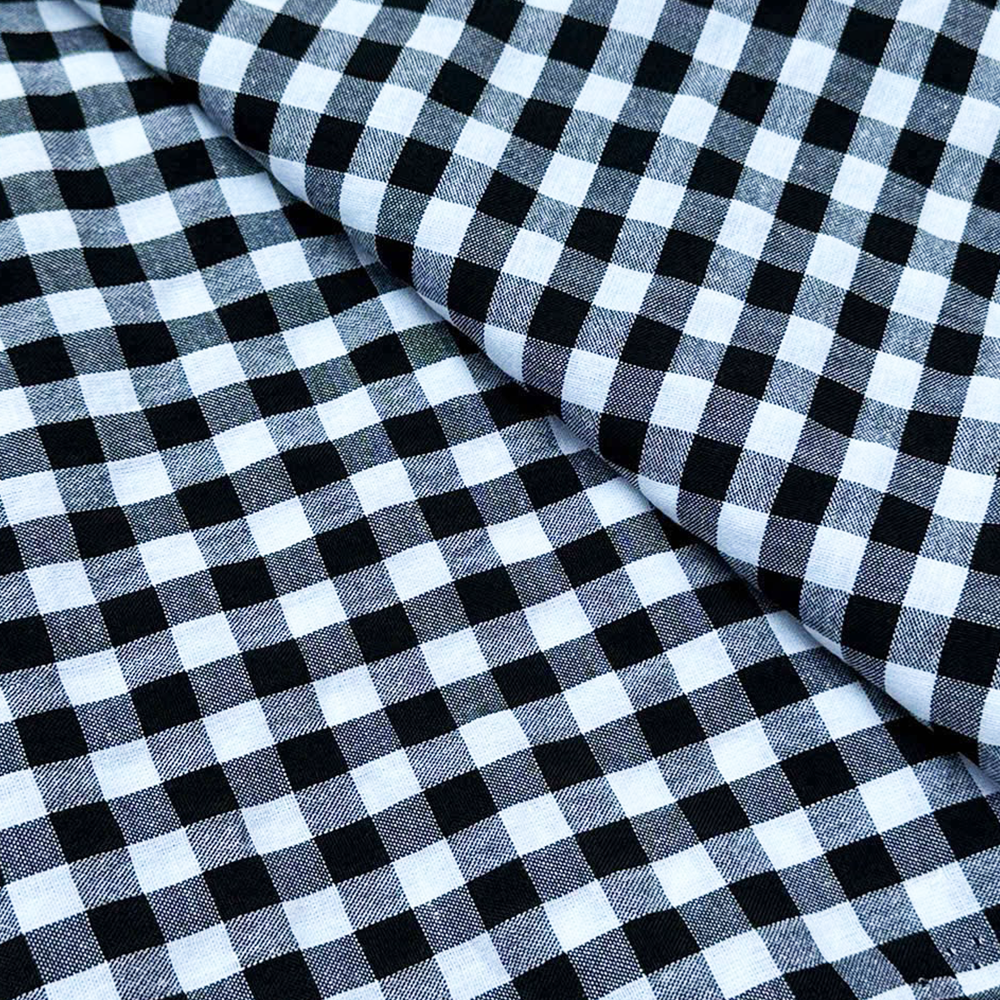 Cotton Seersucker Gingham Black & White