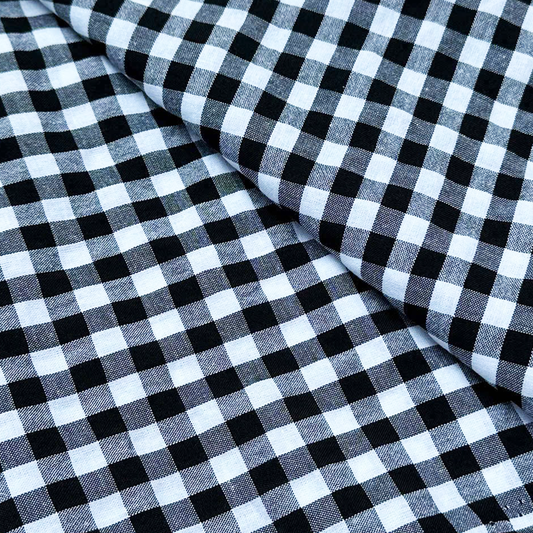 Cotton Seersucker Gingham Black & White