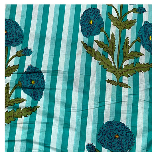 Stripe & Flower Teal