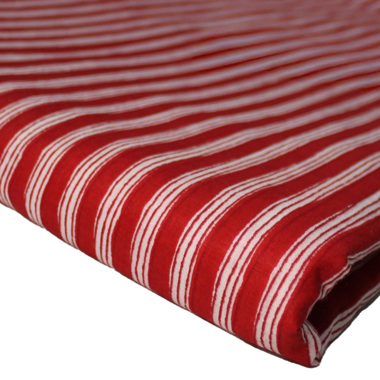 Block Printed Stripe Red