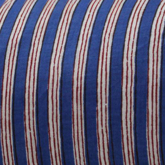 Block Printed Stripe Imperial Blue