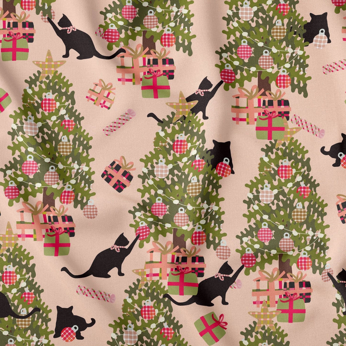 Cat and The Christmas Tree Whispering Peach