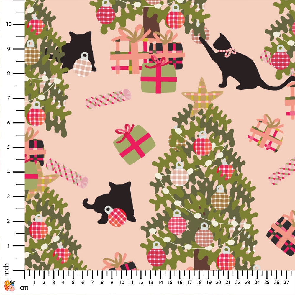 Cat and The Christmas Tree Whispering Peach