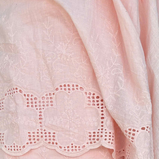 Cross-Edge Embroidered Cotton Pink