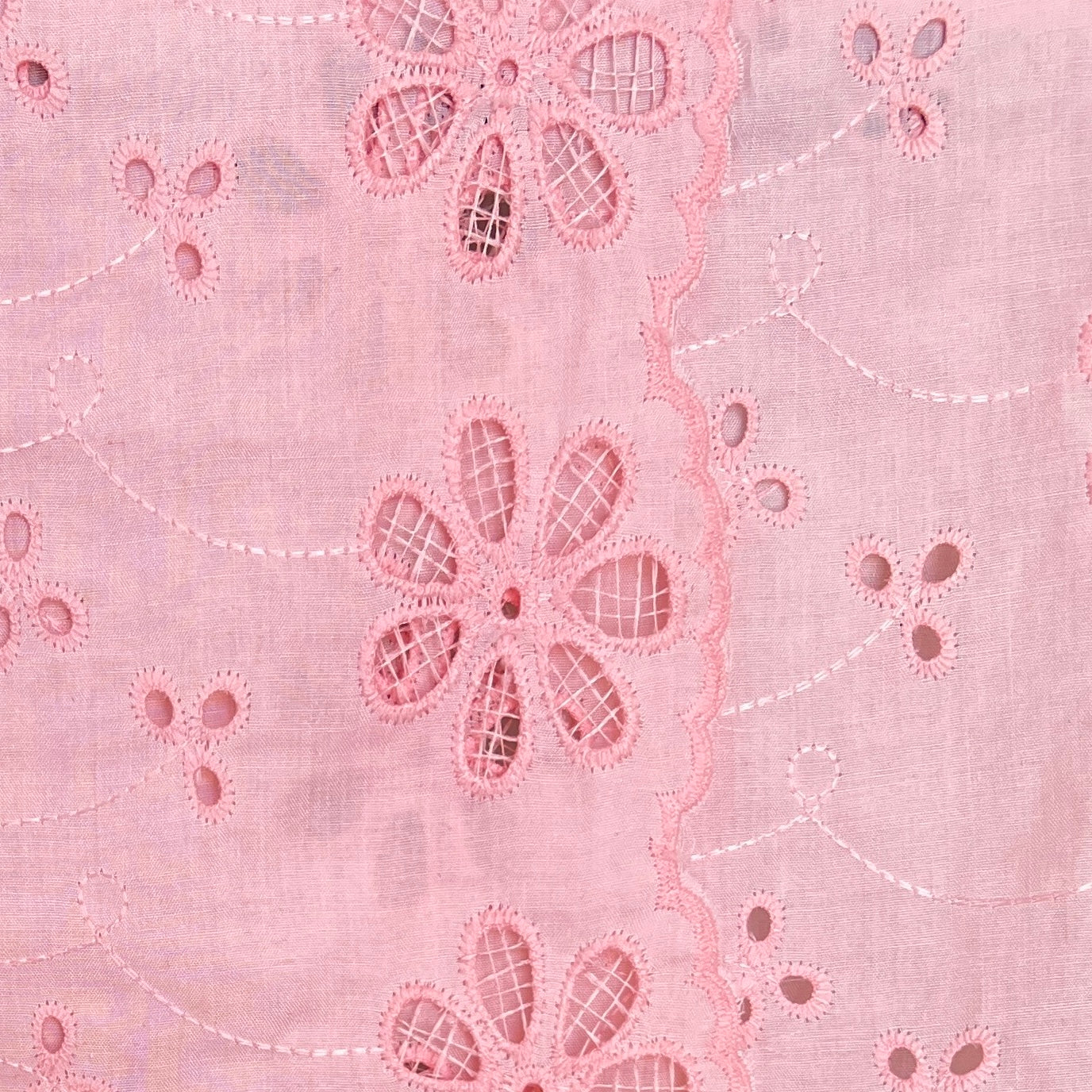 Cut-Flower Embroidered Cotton Pink