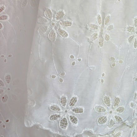 Cut-Flower Embroidered Cotton White