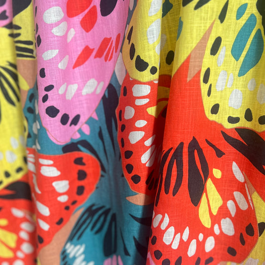 Floral Burst Linen Remnant Piece 1.7 M