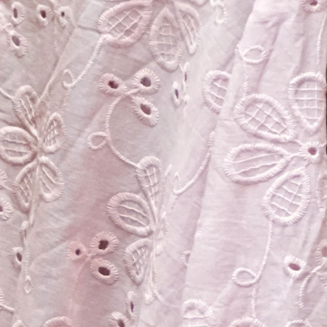 Flower Stitch Embroidered Cotton Blue